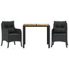 vidaXL Set mobilier de grădină cu perne, 3 piese, negru, poliratan