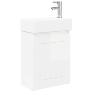 vidaXL Unitate de baie cu robinet Alb foarte lucios