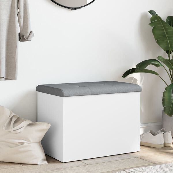 vidaXL Bancă de depozitare albă 62x42x45 cm, lemn stratificat