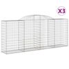 vidaXL Coșuri gabion arcuite 3 buc. 300x50x120/140 cm, fier galvanizat
