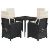 vidaXL Set mobilier de grădină cu perne, 5 piese, negru, poliratan