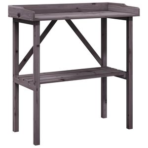 vidaXL Masă de plante cu raft, gri, 78x38x82,5 cm, lemn masiv de brad