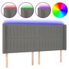 vidaXL Tăblie de pat cu LED, gri &icirc;nchis, 163x16x118/128 cm, textil