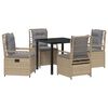 vidaXL Set de masă pentru grădină 5 buc. Beige și gri deschis