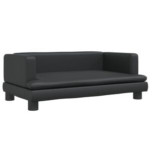 vidaXL Canapea pentru copii, negru, 80x45x30 cm, piele ecologică