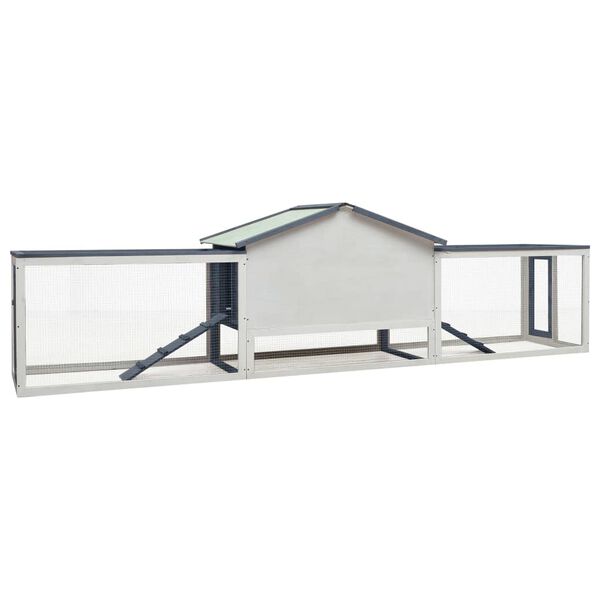 vidaXL Cușcă de iepuri, gri, 310x70x87 cm, lemn masiv de pin & brad