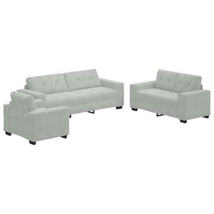 vidaXL Set de canapea 3 buc. Gri deschis Catifea