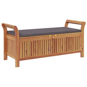vidaXL Bancă de depozitare cu pernă, 126 cm, lemn masiv de acacia