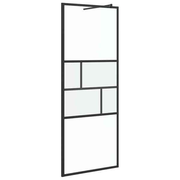 vidaXL Zid de duș walk-in Negru 80 x 195 x 0.5 cm Sticlă și Aluminiu