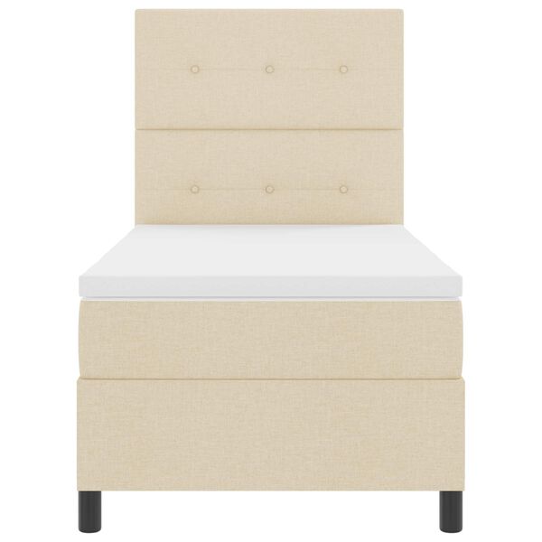 vidaXL Pat cu arcuri cu saltea cu led Crem 90 x 190 cm țesătură