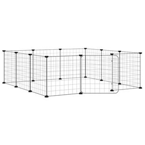 vidaXL Cușcă pentru animale de companie cu 12 panouri și ușă, neagră, 105x105x35 cm, oțel