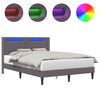 vidaXL Cadru de pat cu benzi LED Gri 140 x 190 cm Piele artificială