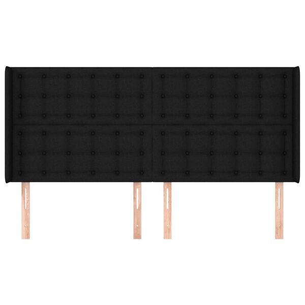 vidaXL Tăblie de pat cu aripioare, negru, 183x16x118/128 cm, textil