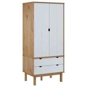 vidaXL Șifonier OTTA, maro și alb, 76,5x53x172 cm, lemn masiv pin