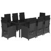 vidaXL Set mobilier de grădină cu perne, 9 piese, negru, poliratan