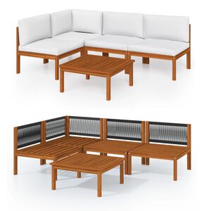 vidaXL Set fotoliu de grădină cu 5 piese și perne, crem, 63x63 cm