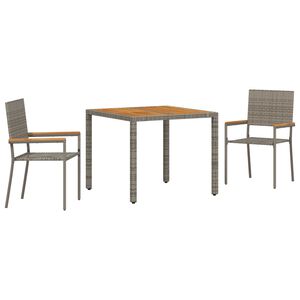 vidaXL Set de masă pentru grădină 3 pcs Gri poliratan