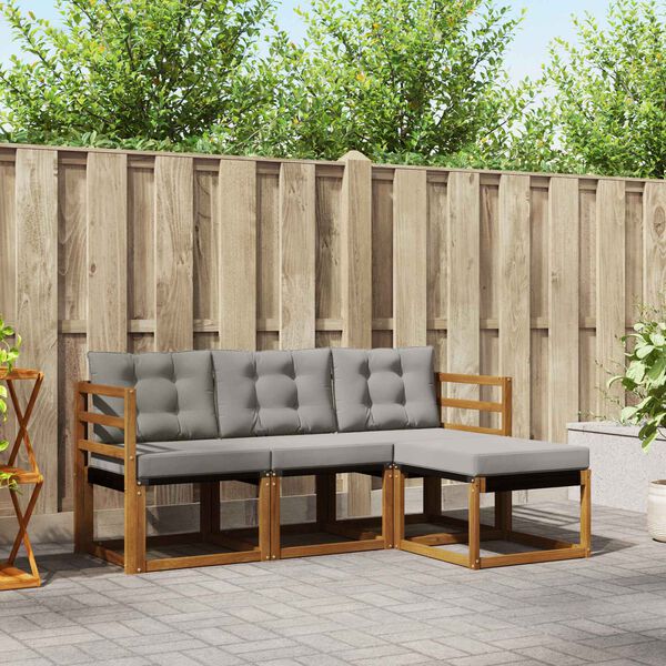 vidaXL Set de canapele de exterior 4 pcs Gri natural și deschis