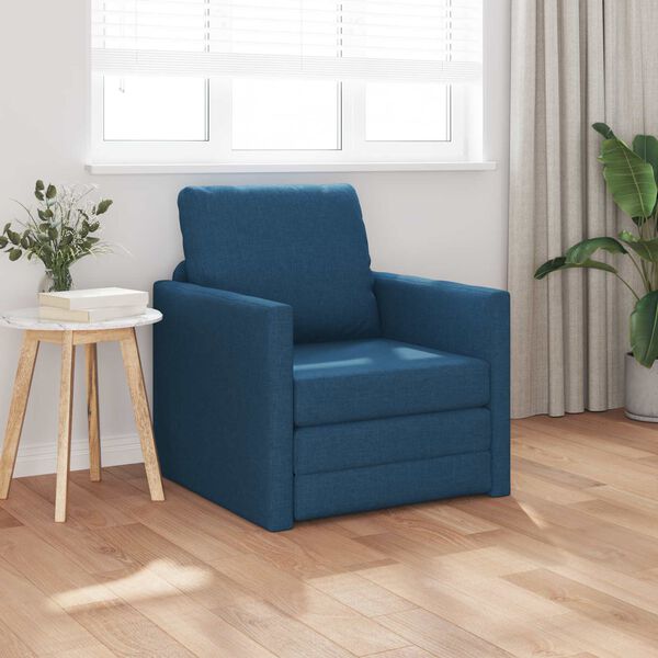 vidaXL Canapea extensibilă 2 &icirc;n 1, albastru, 112x174x55 cm textil