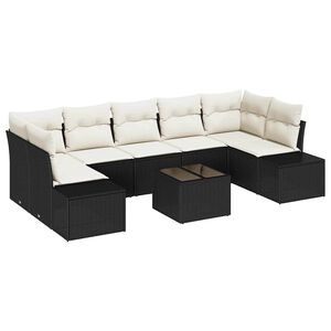 vidaXL Set de canapele pentru grădină 8 buc. Negru poliratan