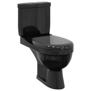 vidaXL Vas WC cu rezervor, negru