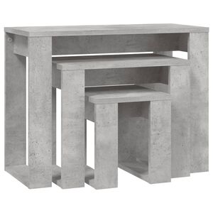 vidaXL Mese suprapuse, 3 buc., gri beton, lemn compozit