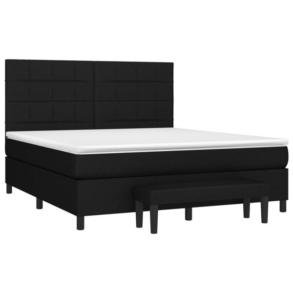 vidaXL Pat box spring cu saltea, negru, 180x200 cm, catifea