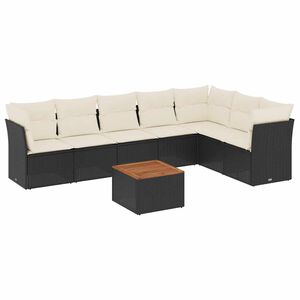 vidaXL Set mobilier de grădină cu perne, 8 piese, negru, poliratan