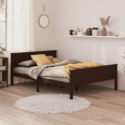 vidaXL Cadru de pat, maro închis, 120x200 cm, lemn masiv de pin