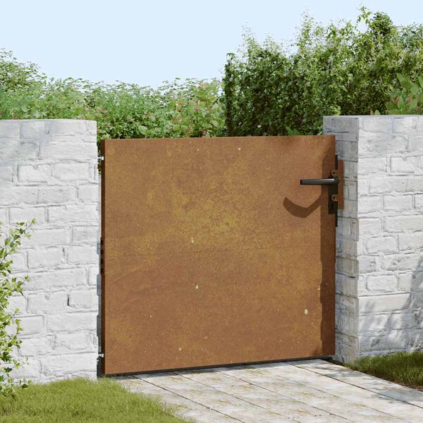 vidaXL Poartă de grădină 85x125 cm, oțel Corten, design pătrat