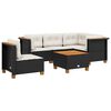 vidaXL Set mobilier de grădină cu perne, 6 piese, negru, poliratan
