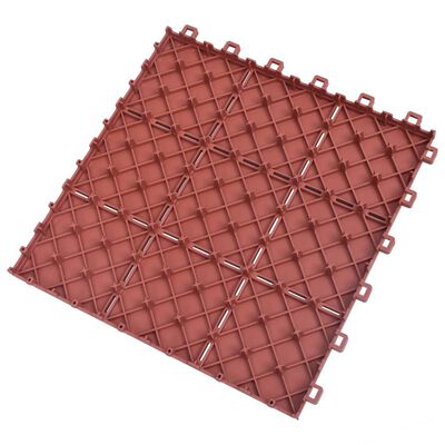 vidaXL Plăci pardoseală, 10 buc., roșu, 30,5 x 30,5 cm, plastic
