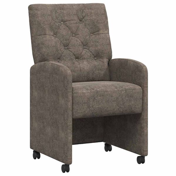 vidaXL Scaune de dining cu roți 2 pcs Gri închis 58 x 67 x 97 cm