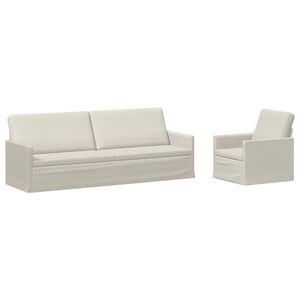 vidaXL Set de canapea 2 pcs Crem Catifea