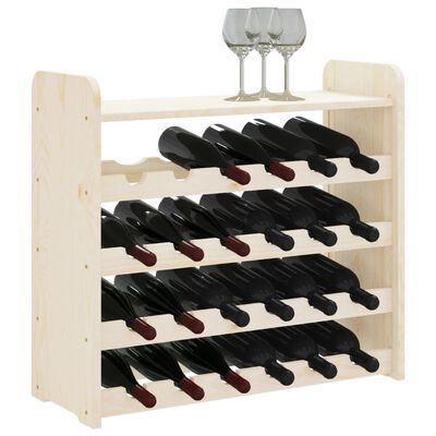 vidaXL Suport de vinuri cu raft superior, 67,5x25x60cm, lemn masiv pin