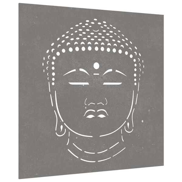 vidaXL Decor perete de grădină 55x55 cm design cap Buddha oțel Corten