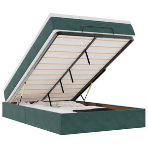 vidaXL Cadru de pat otoman cu saltea verde &icirc;nchis 120x200cm catifea