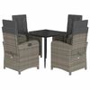 vidaXL Set mobilier de grădină cu perne, 5 piese, gri, poliratan