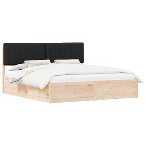 vidaXL Cadru de pat cu tăblie tapițată cu headboard Negru 180 x 200 cm