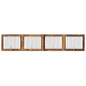 vidaXL Poartă pentru c&acirc;ini cu suporturi 4 pcs Lemn vechi 100 x 80 cm