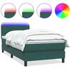 vidaXL Pat cu arcuri cu saltea și LED, verde &icirc;nchis, 80x210 cm, catifea