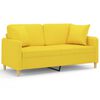 vidaXL Canapea cu 2 locuri cu pernuțe, galben deschis, 140 cm, textil