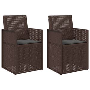 vidaXL Scaune de Dining pentru Grădină 2 pcs Maro și Antracit PP