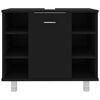 vidaXL Set mobilier de baie, 4 piese, negru, lemn prelucrat