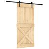 vidaXL Ușă glisantă Natural și Negru 95 x 210 cm Lemn de Pin Solid