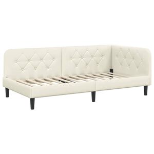 vidaXL Cadru de pat colțar cu headboard Crem 90 x 200 cm Catifea