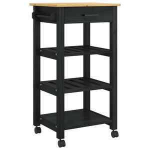 vidaXL Troler de Bucătărie MONZA Negru 48 x 40 x 88,5 cm