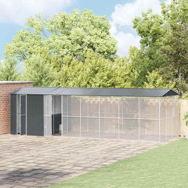 vidaXL Cușcă pentru păsări Antracit 860 x 310 x 247 cm Oțel Galvanizat