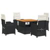 vidaXL Set mobilier de grădină cu perne, 5 piese, negru, poliratan