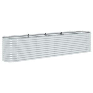 vidaXL Strat &icirc;nălțat grădină, argintiu 400x80x81 cm, oțel galvanizat